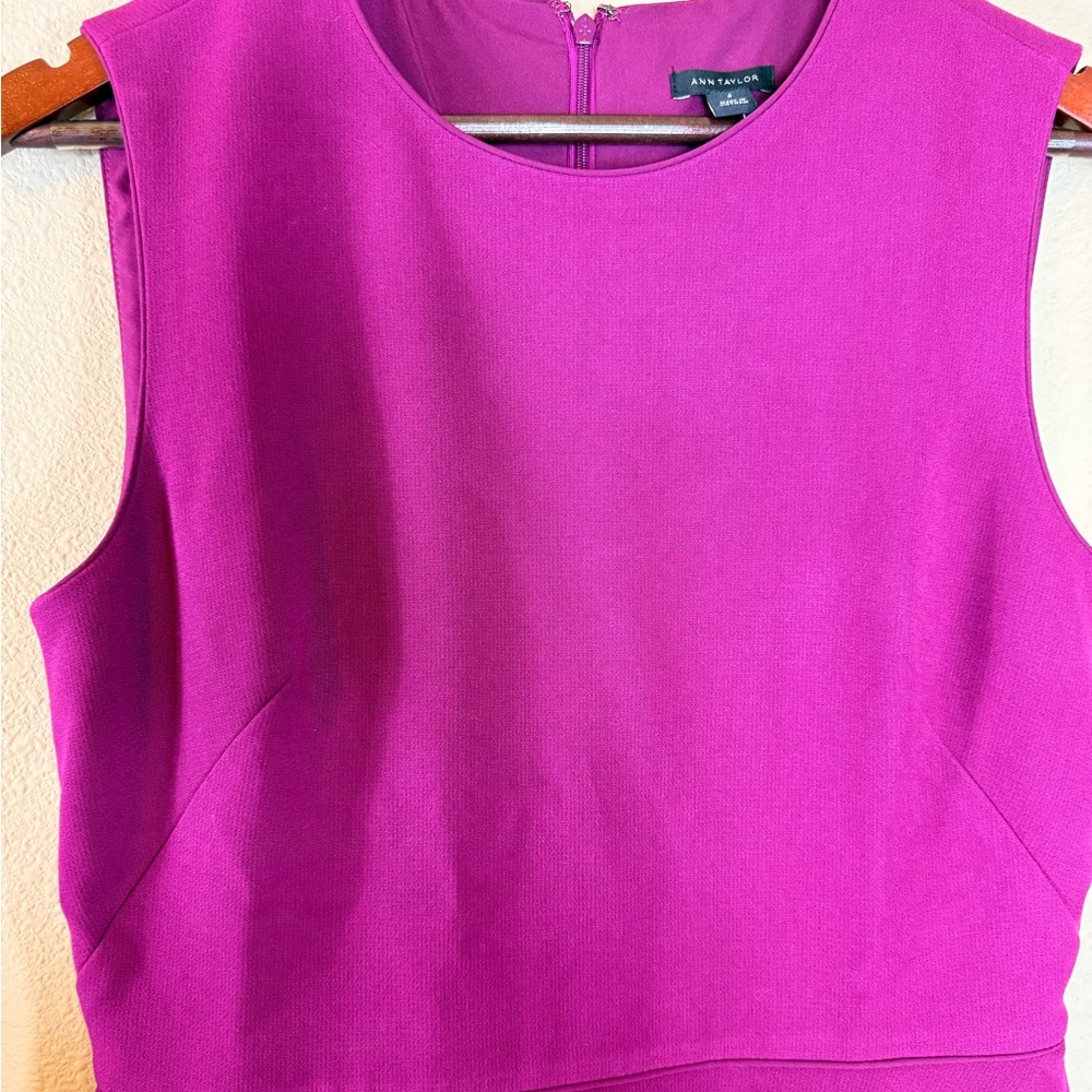 NWT Ann Taylor Burgundy Purple peplum dress size 6 - Picture 2 of 6